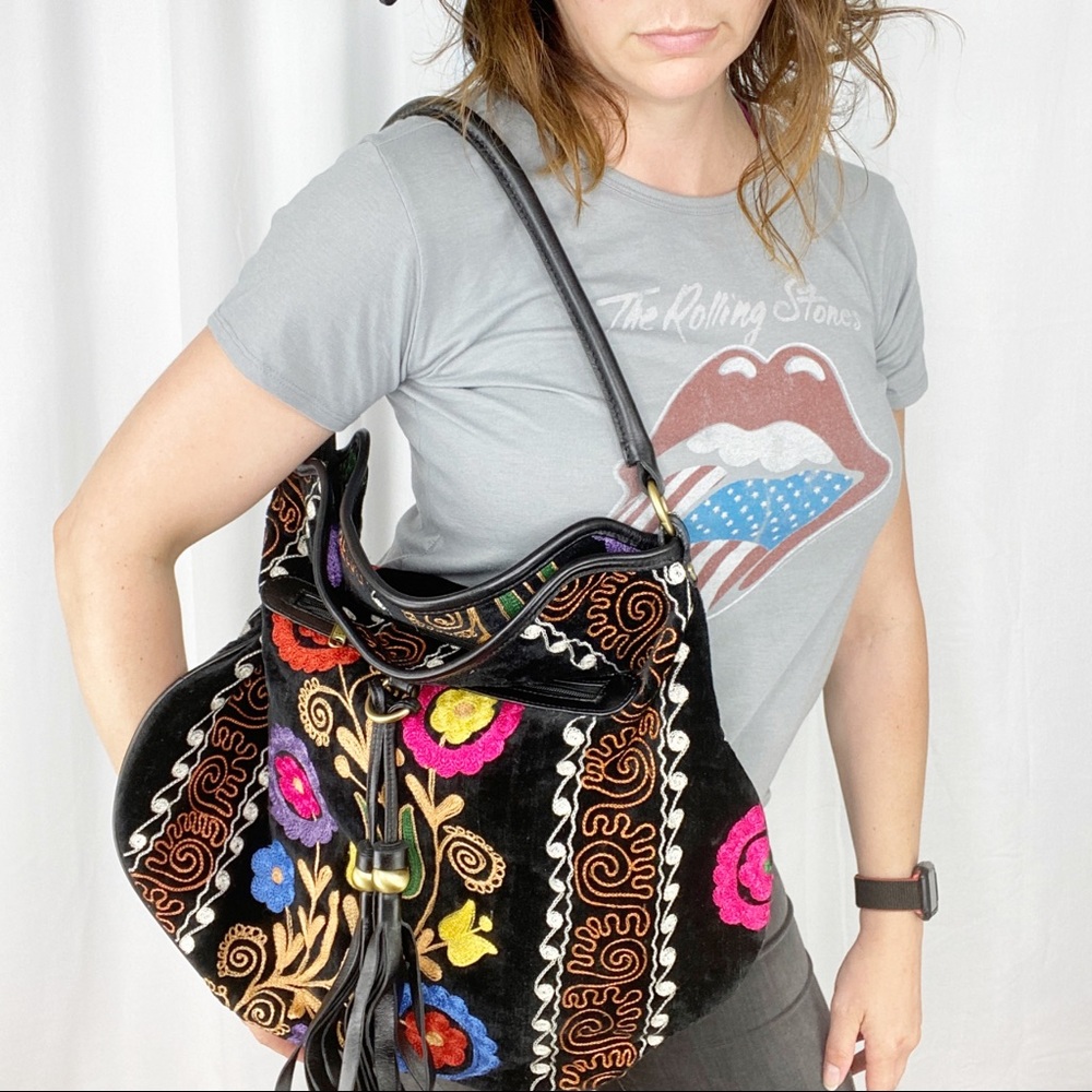 Zeyzhani Suzani Embroidered Hobo Boho Bag